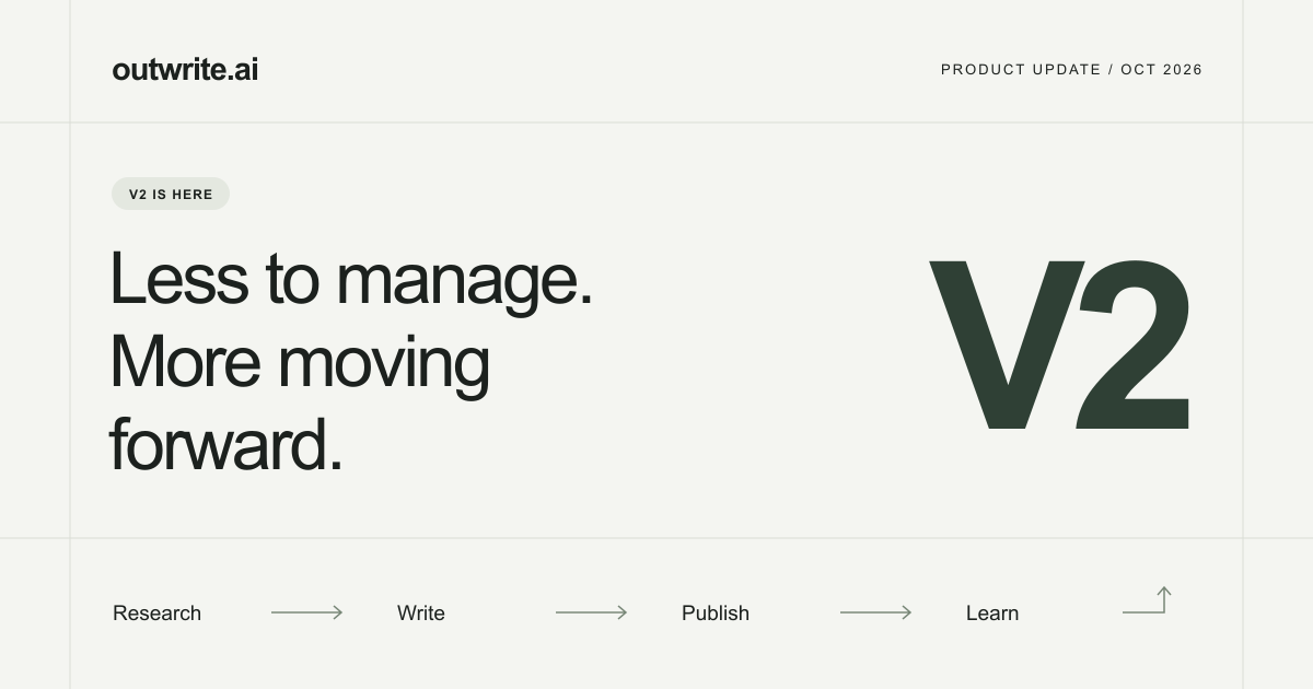 outwrite.ai V2: research, write, publish and learn in one connected workflow