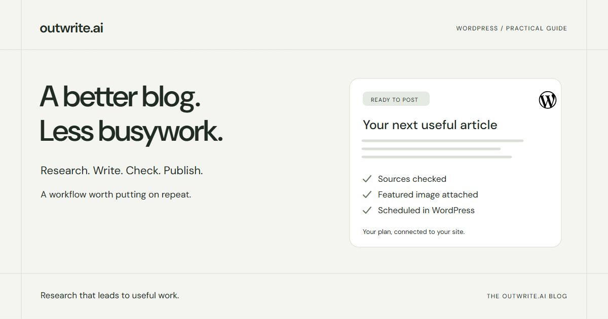 A researched article moving from a content plan to a scheduled WordPress post